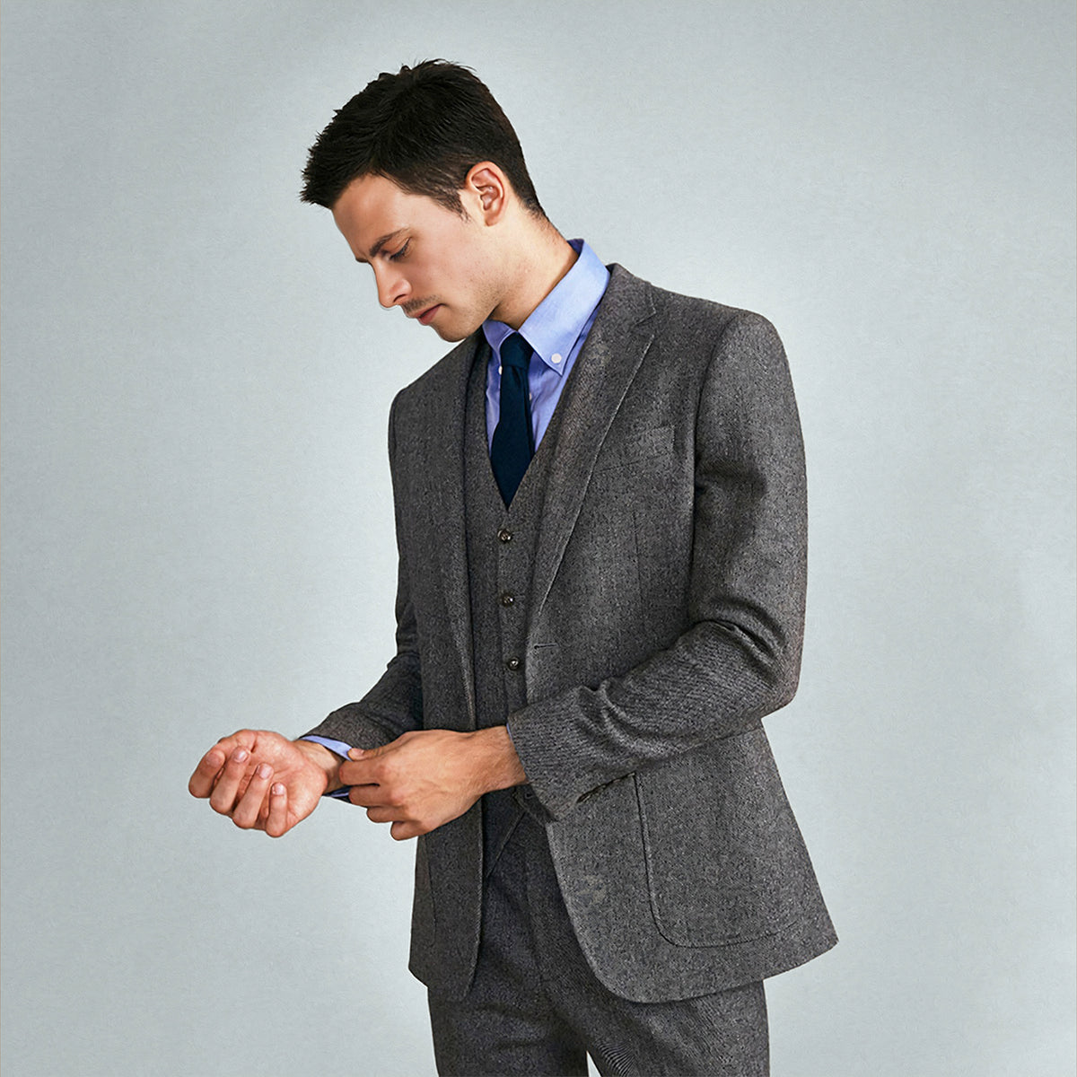 Retro Grey Tweed Suit