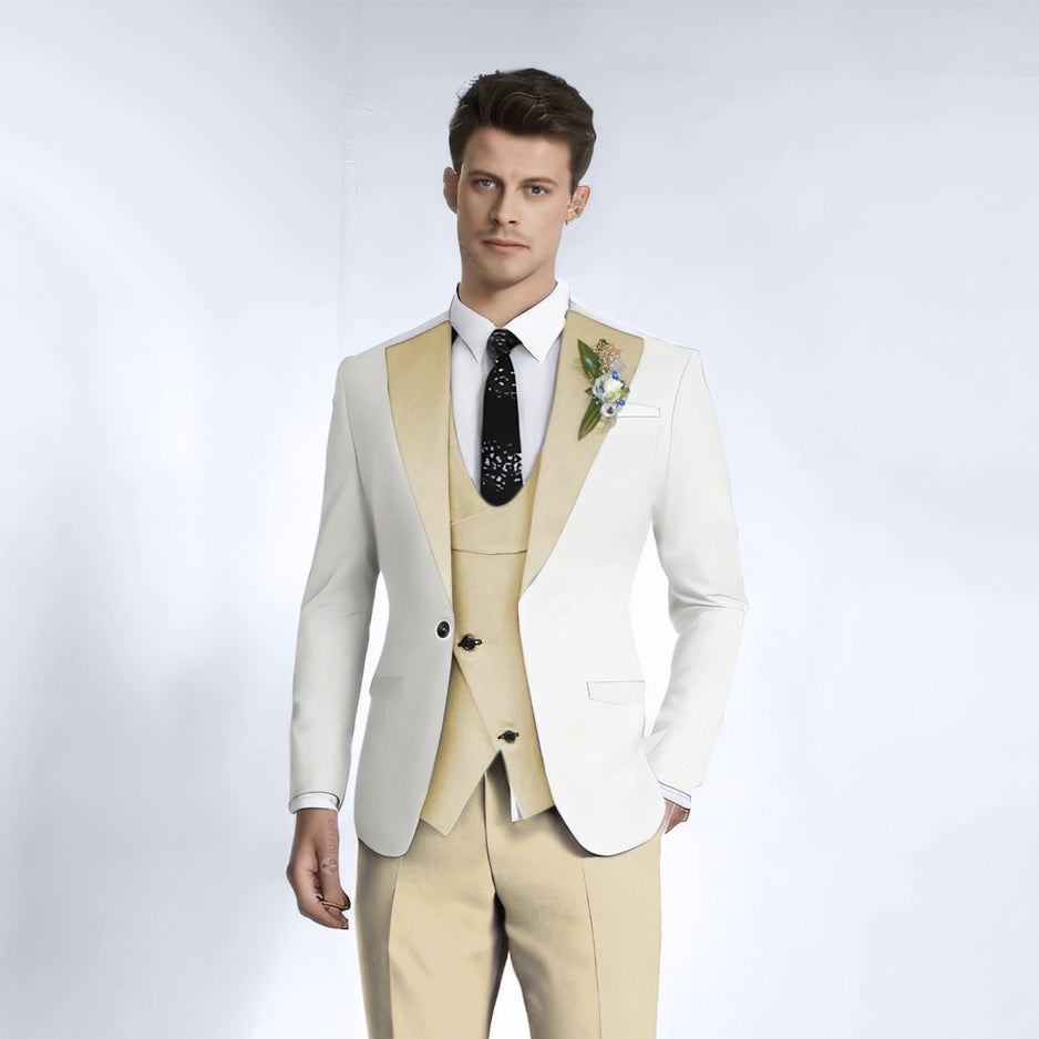 Men's Slim Fit Piece Formal White Tuxedo