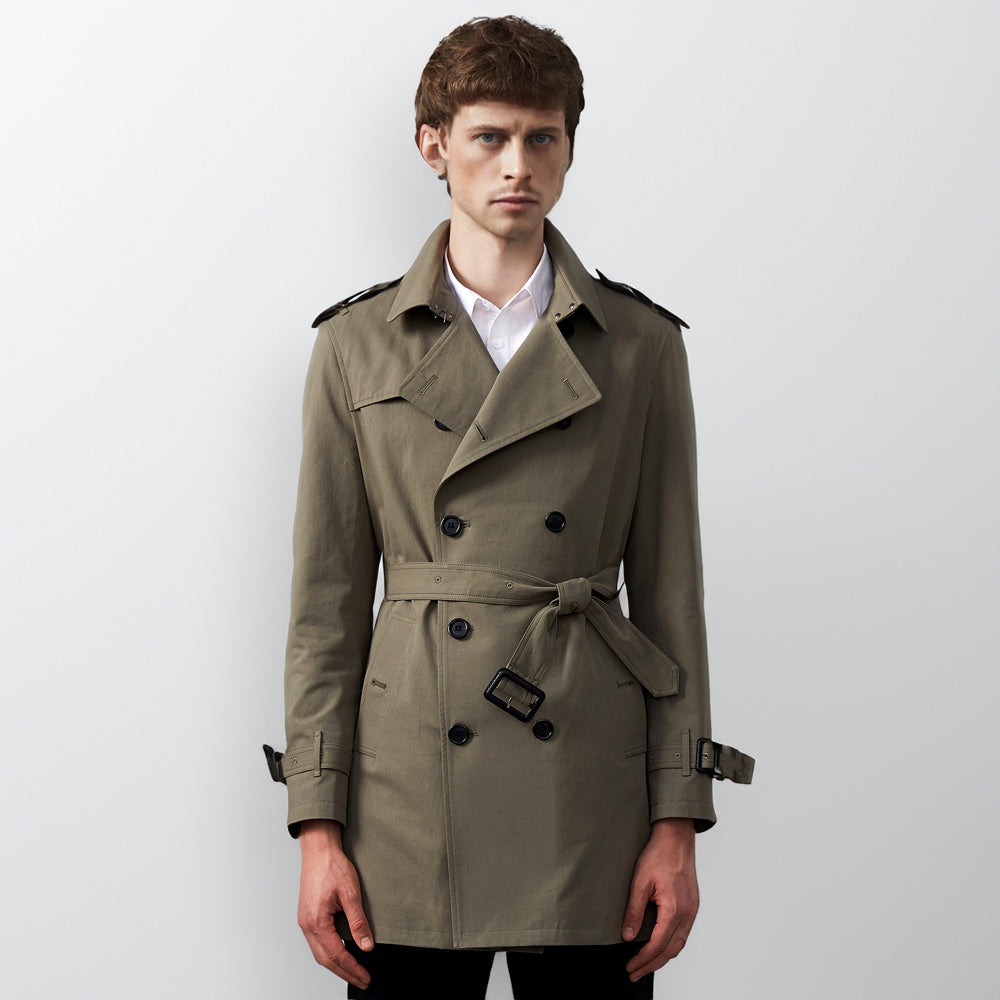 Men's Double Breasted Belted Trench Coat