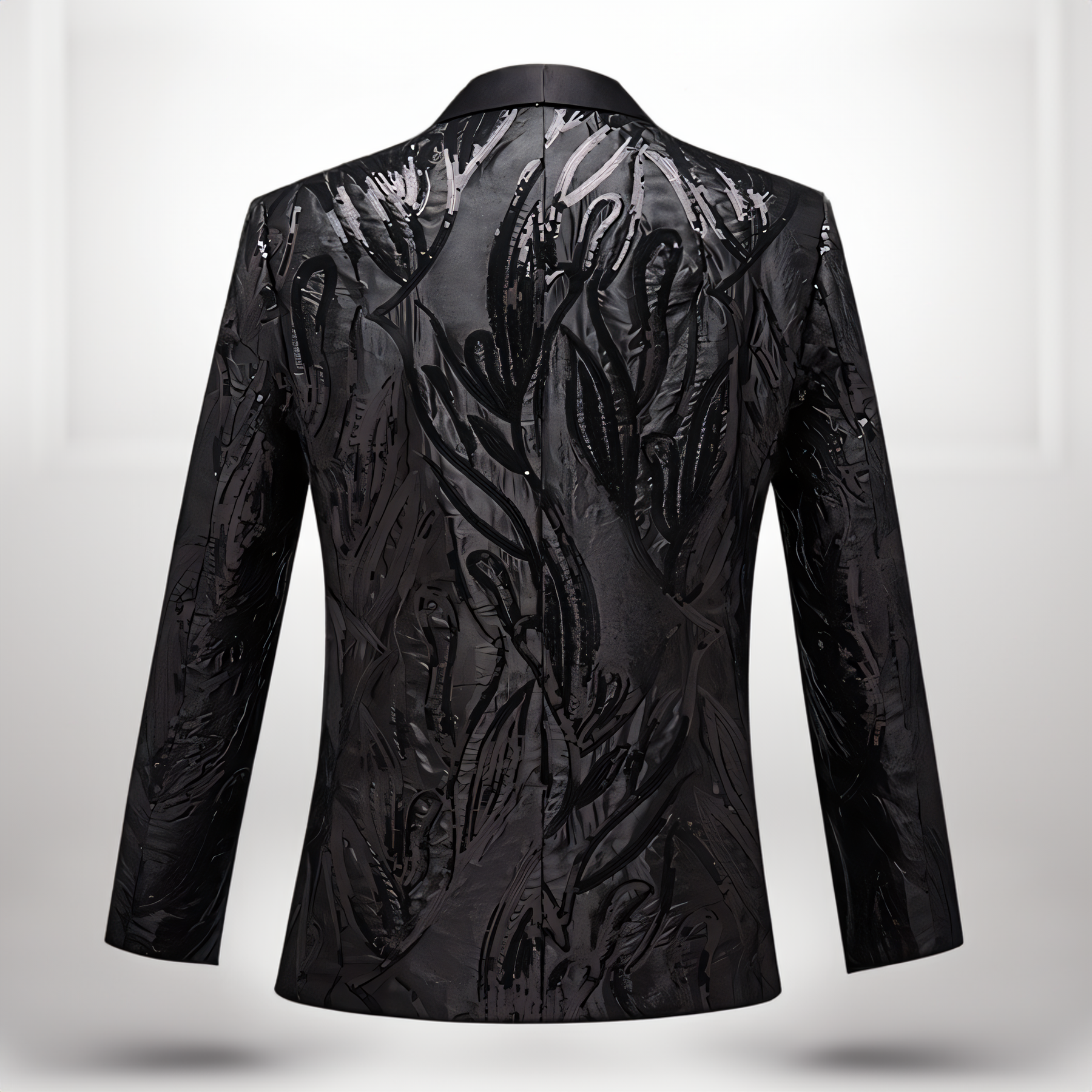 Men's 2 Pieces Slim Fit Blazer Black Embroidery Sequin Tuxedo