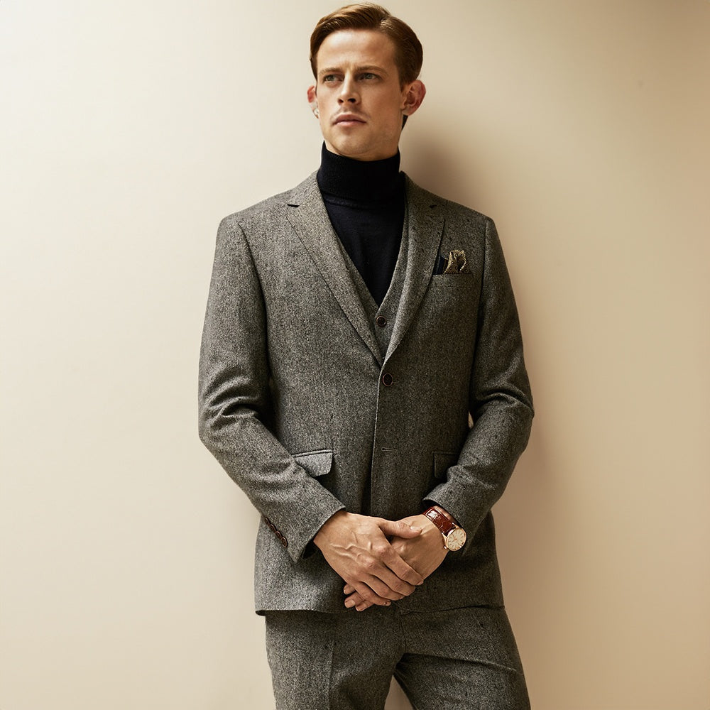 Men's Vintage 3 Pieces Tweed Notch Lapel Suit