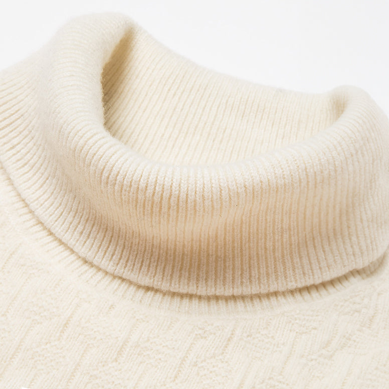Men's Pattern Line Wool Cashmere Soft Turtleneck Sweater