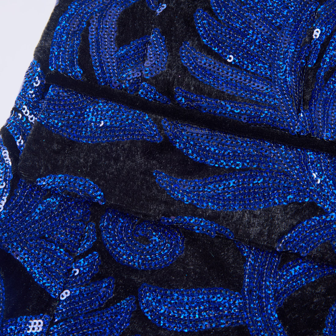 Men's Fashion Floral 2 Pieces Tuxedo Velvet Sequin Suit Blue