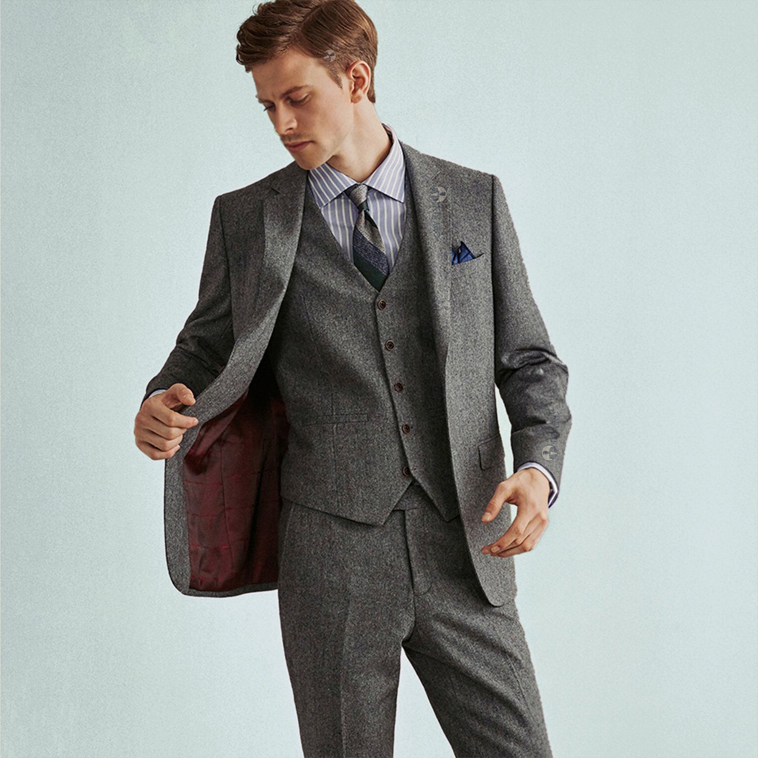 Vintage Herringbone Tweed Suit