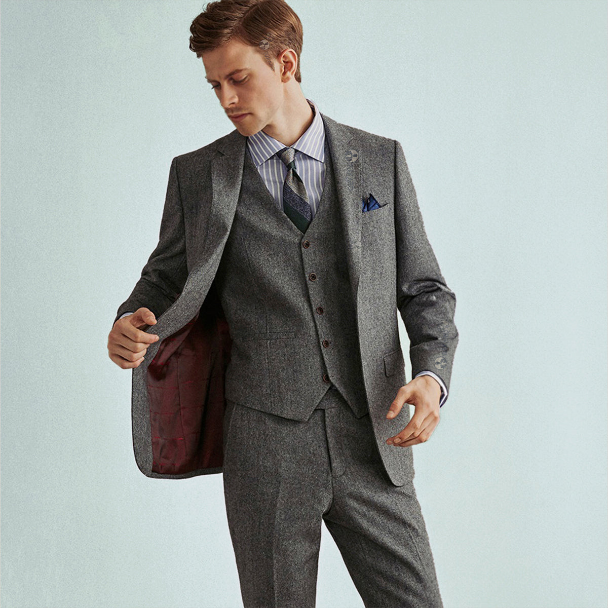 Vintage Herringbone Tweed Suit