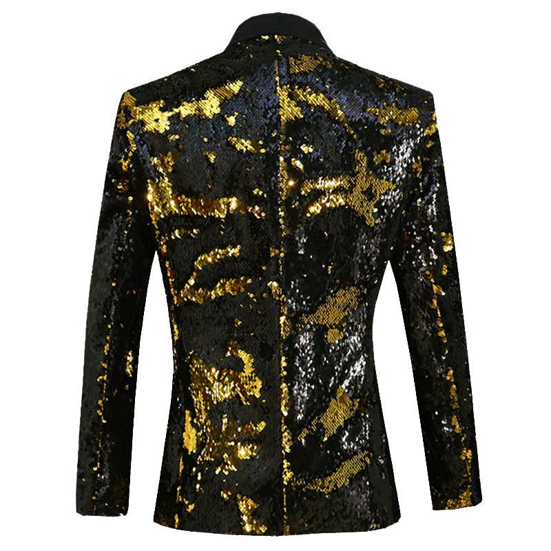 Men's 2 Pieces Suit Two-Tone Sequin Shawl Collar Tuxedo