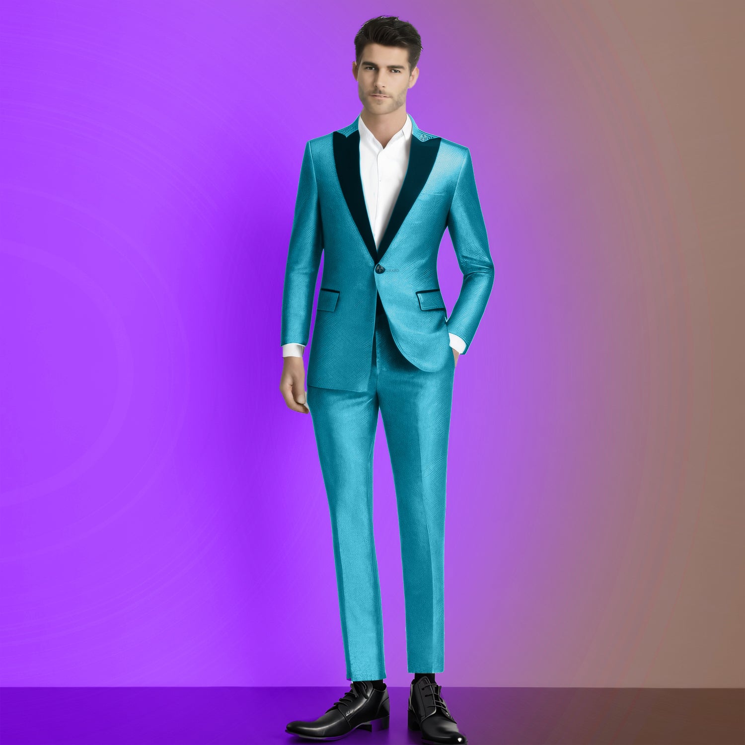 Men's 2 Pieces Suits Slim Fit Sequin Peak Lapel Tuxedos