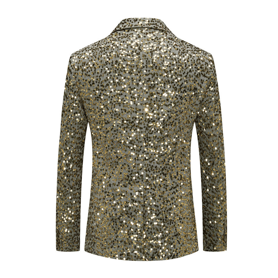 Men's 2 Pieces Gold and Silver Stage Sequin Tuxedo Blazer