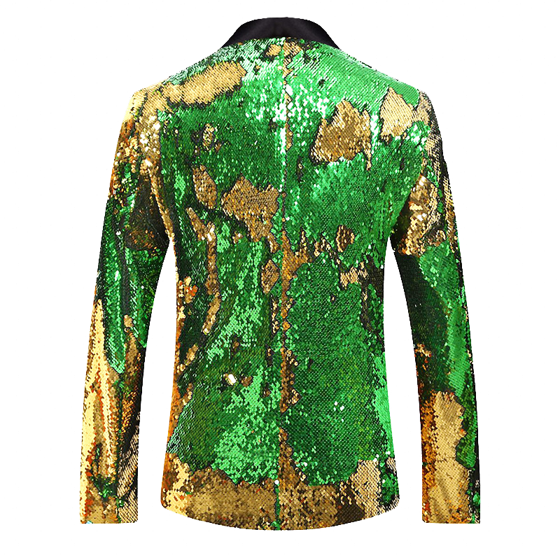 Men's 2 Pieces Suit Two-Tone Sequin Shawl Collar Tuxedo