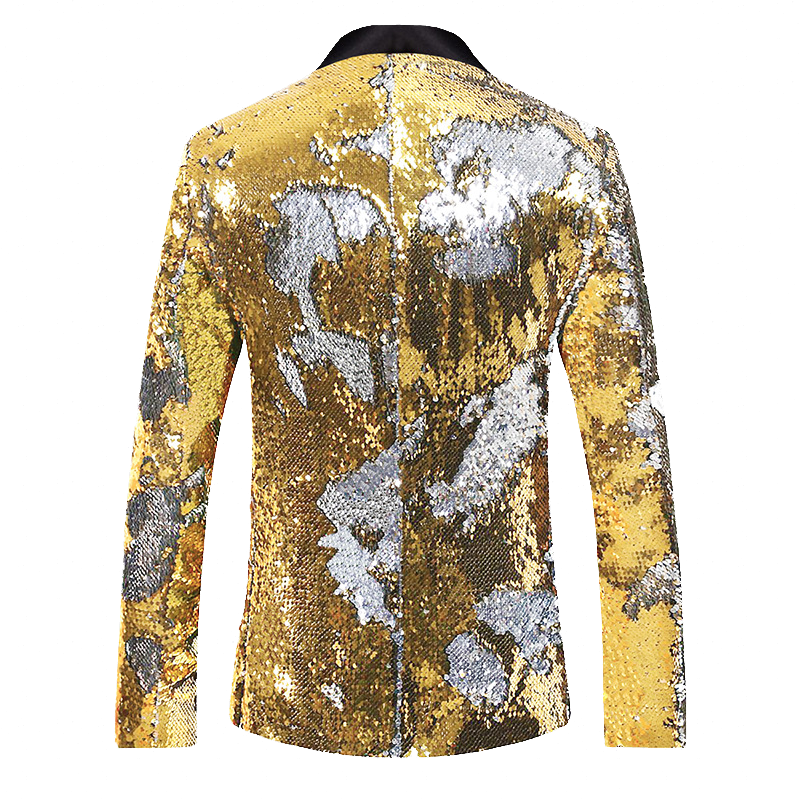 Men's 2 Pieces Suit Two-Tone Sequin Shawl Collar Tuxedo