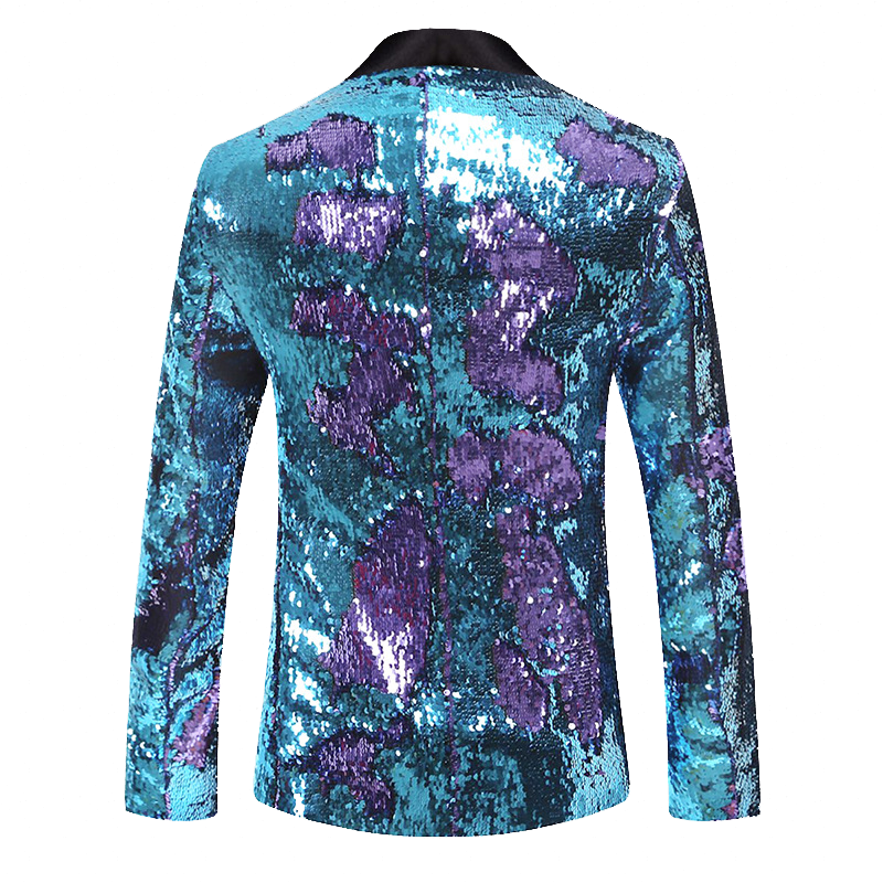 Men's 2 Pieces Suit Two-Tone Sequin Shawl Collar Tuxedo
