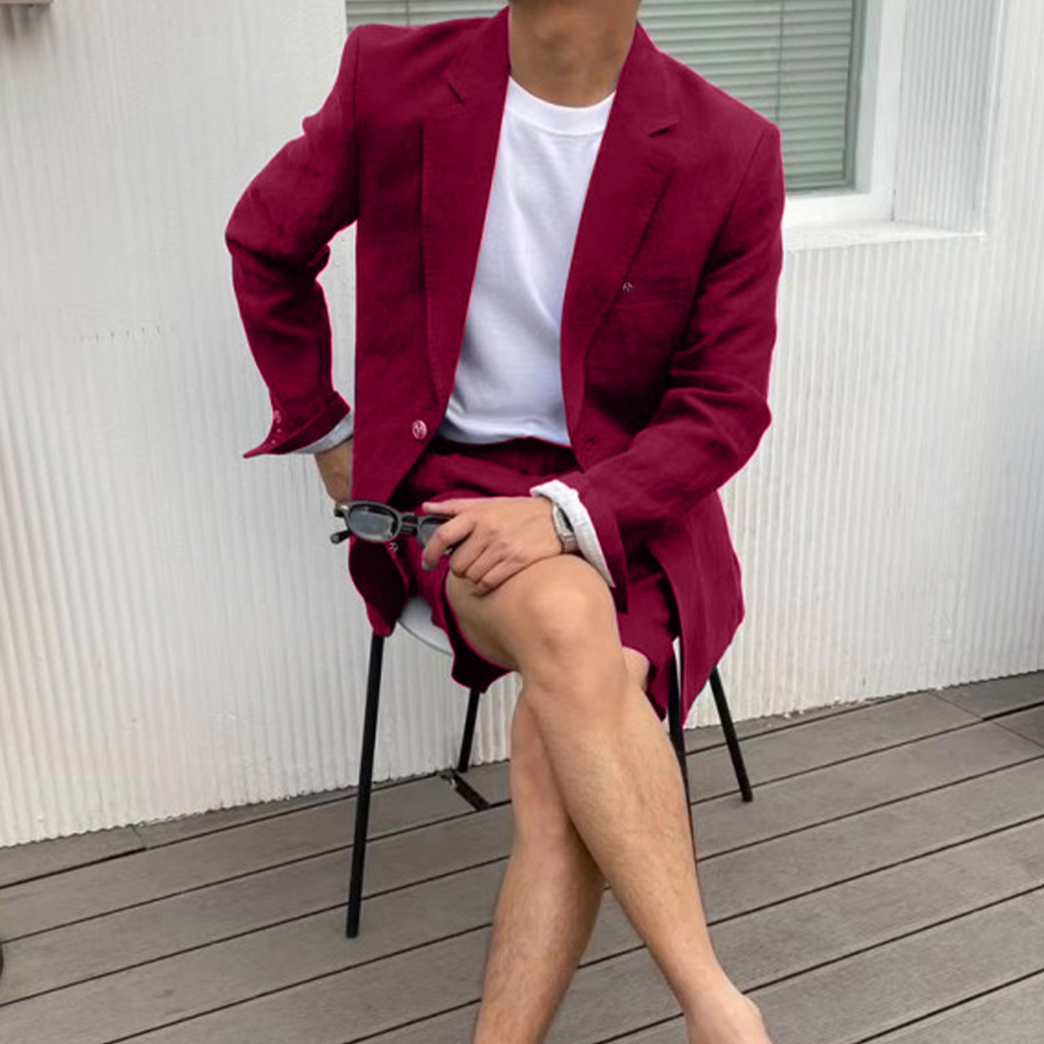 Men's Formal Pcs Summer Linen Notch Lapel Suit - Main Image