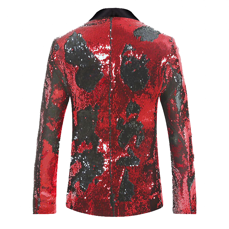 Men's 2 Pieces Suit Two-Tone Sequin Shawl Collar Tuxedo