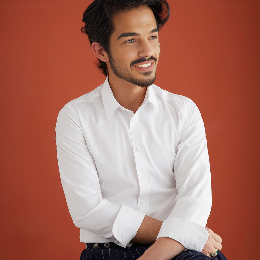 Men's Non-Ironing Easy-Care Slim Fit Long Sleeve Thin Shirt Business Dress Shirt