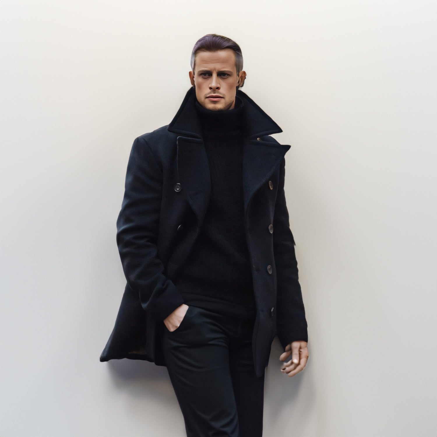 Vintage Slim Fit Double Breasted Pea Coat