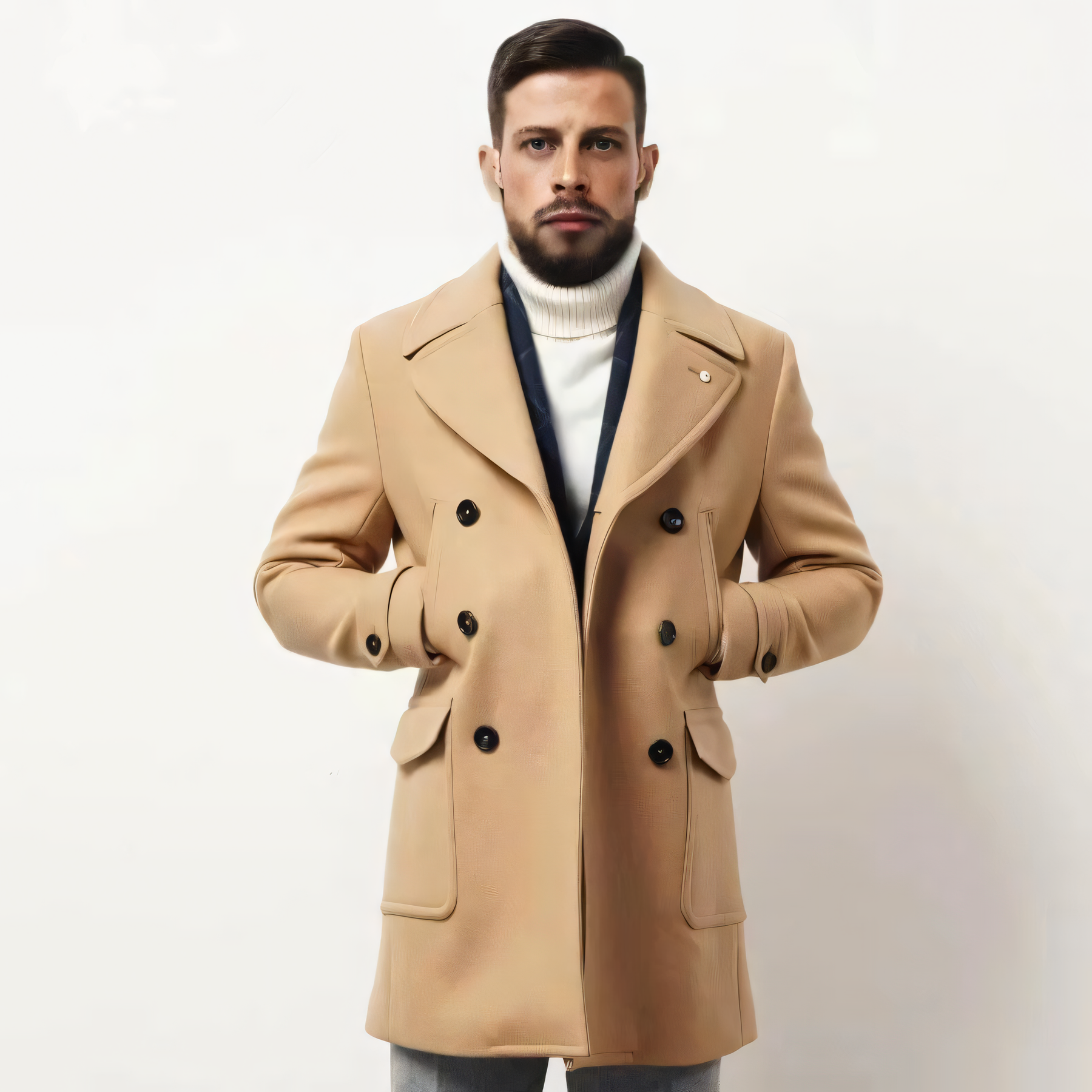Casual Double Breasted Pea Coat