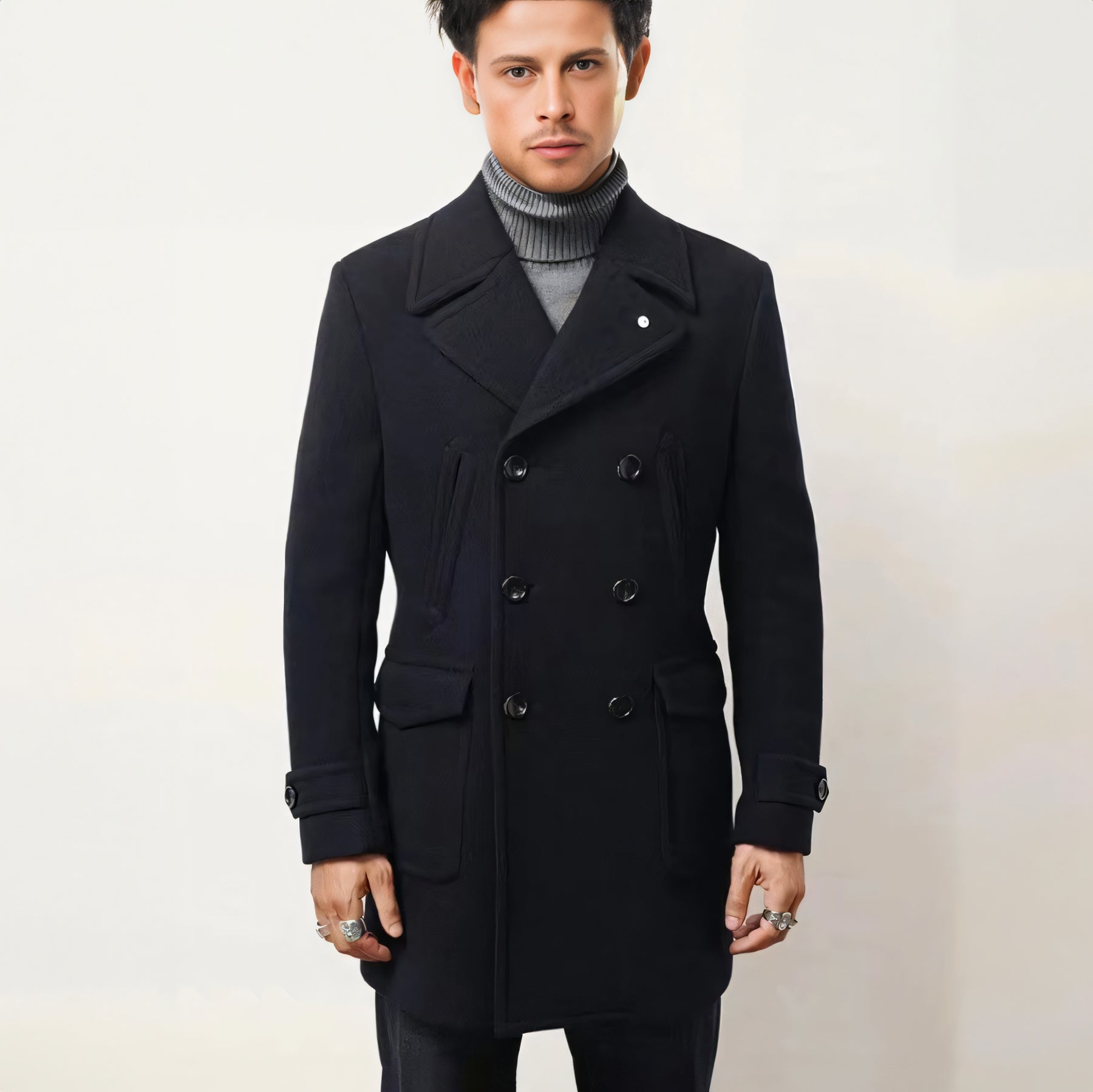 Casual Double Breasted Pea Coat