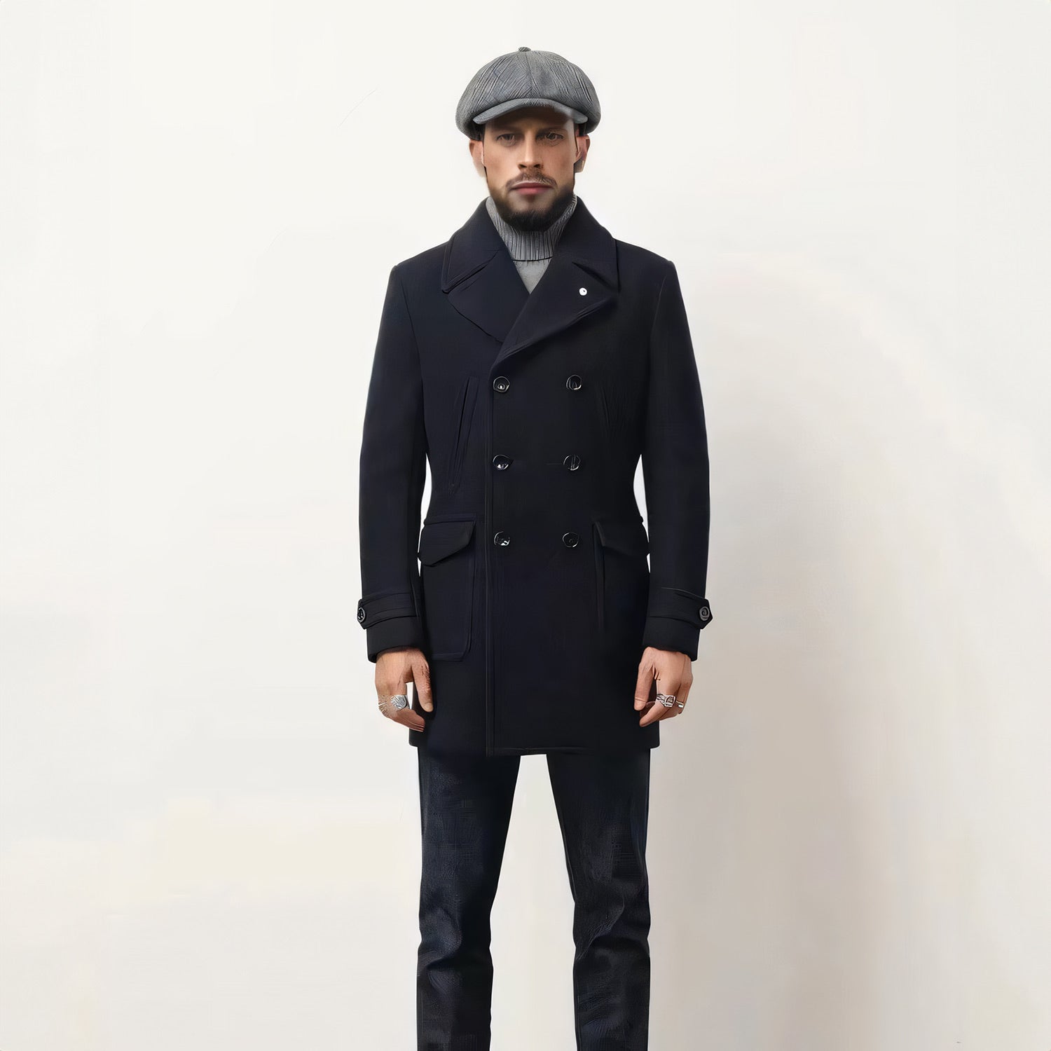 Casual Double Breasted Pea Coat