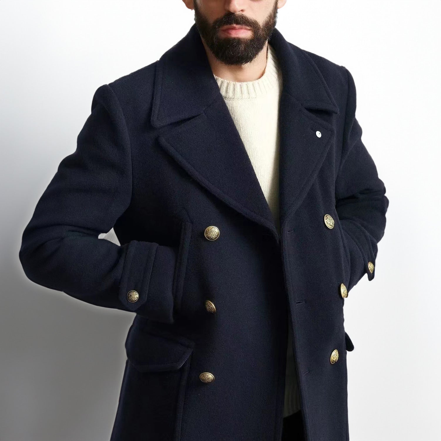 Casual Double Breasted Pea Coat