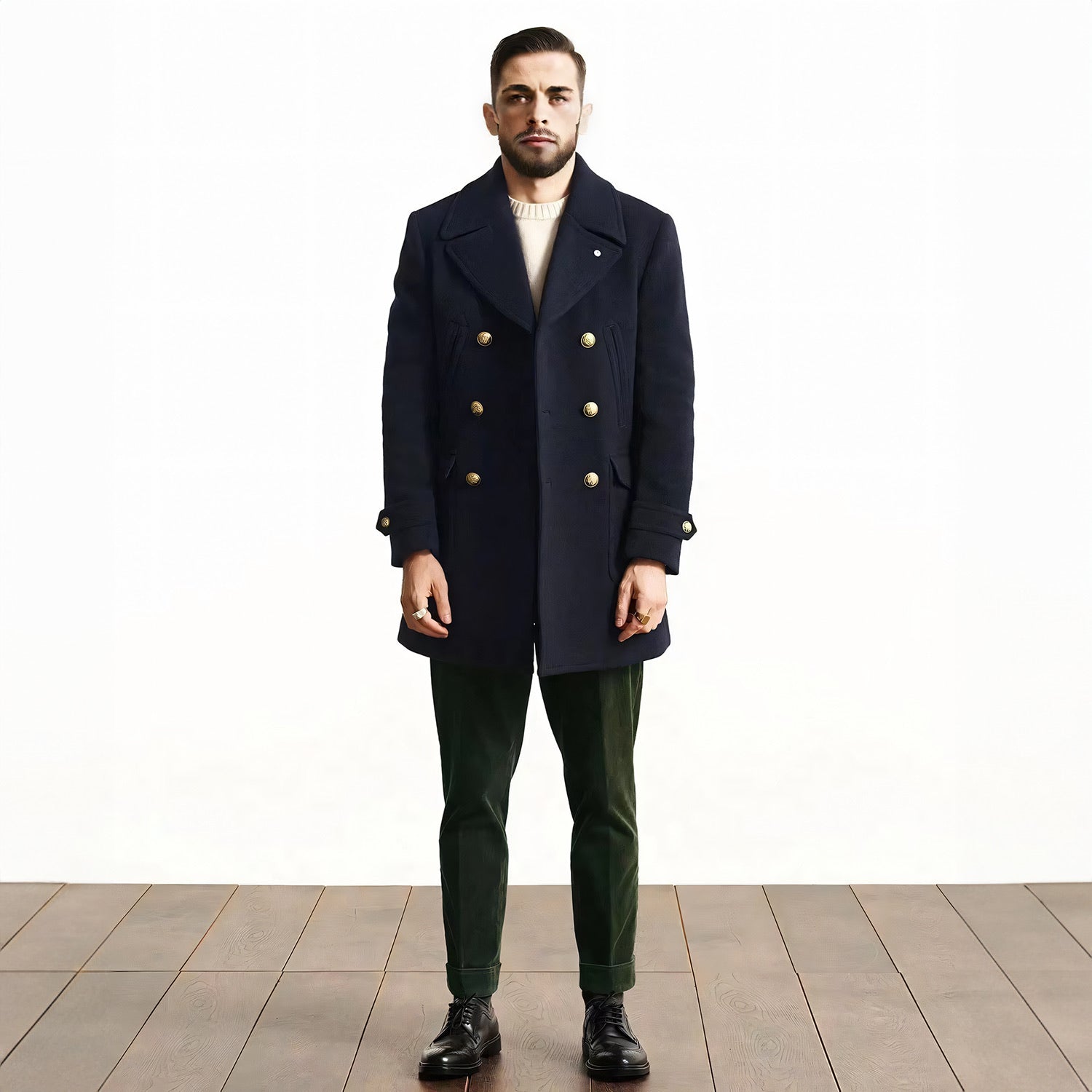 Casual Double Breasted Pea Coat