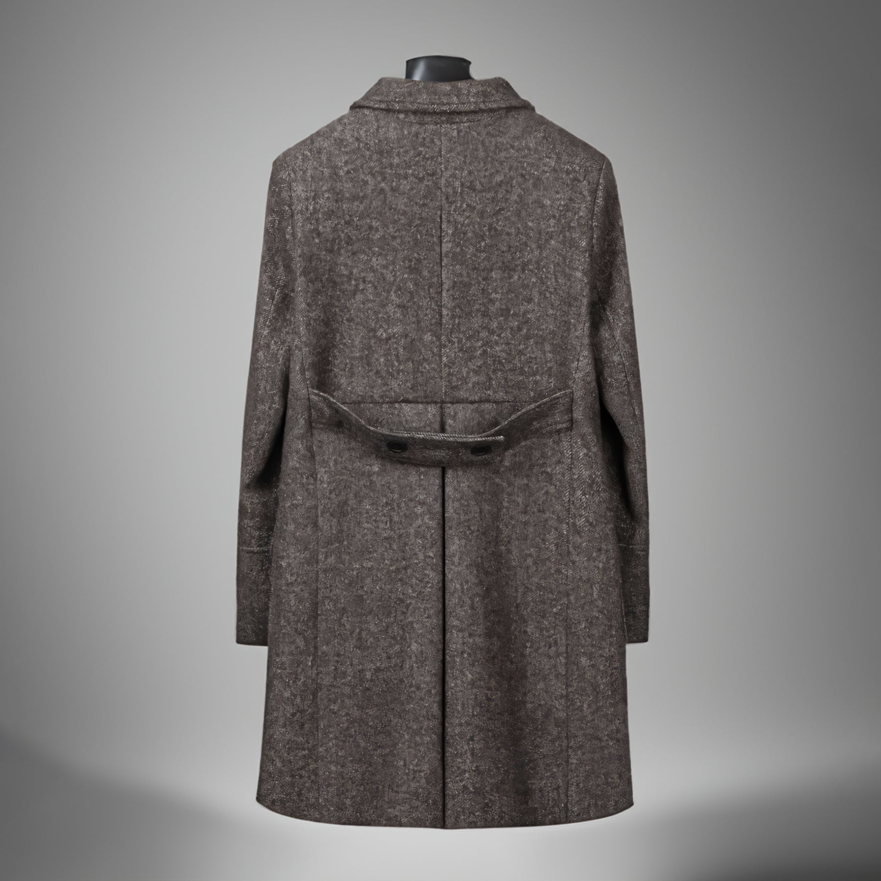 Men's Vintage Tweed Herringbone Double Breasted Long Overcoat