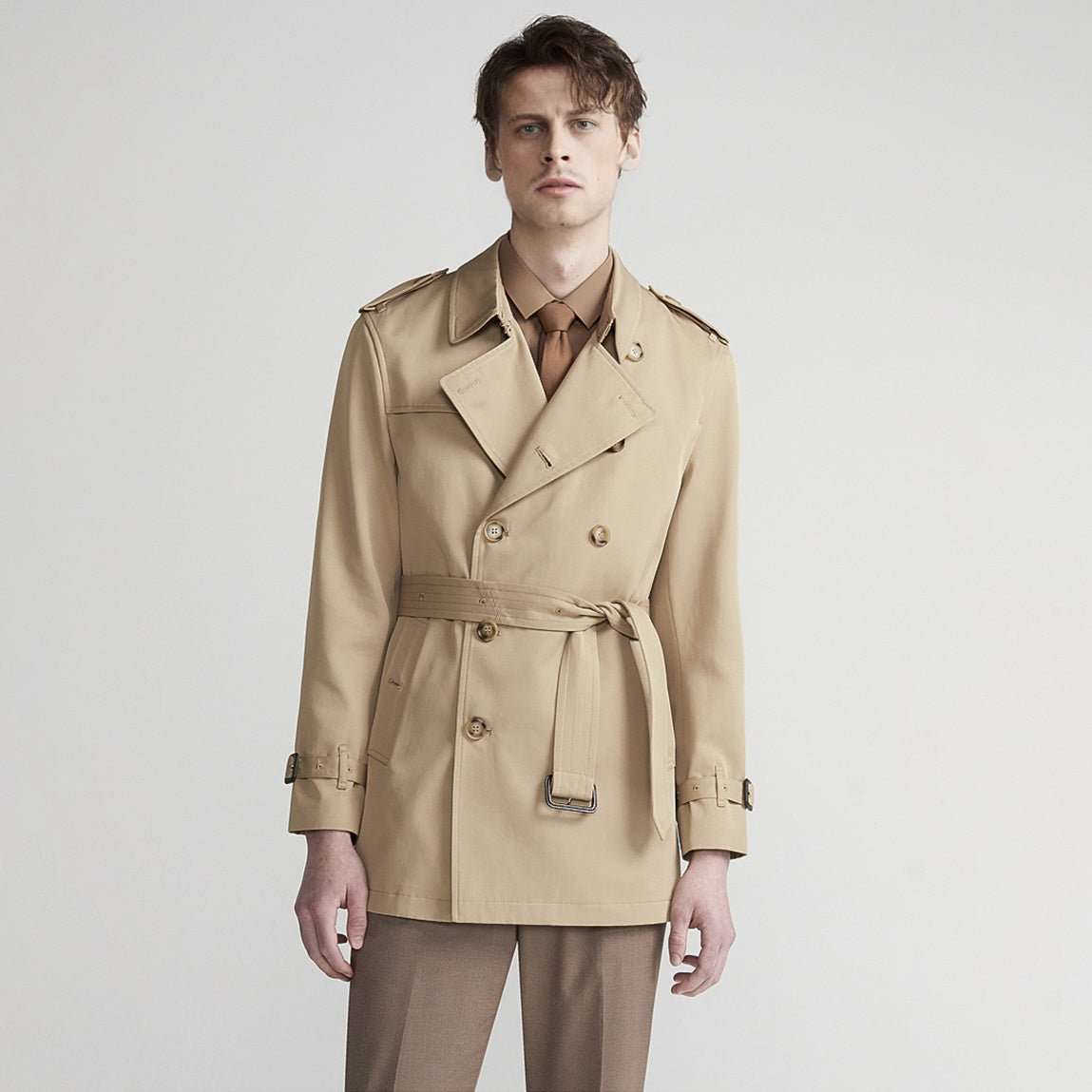 Men's Double Breasted Belted Trench Coat