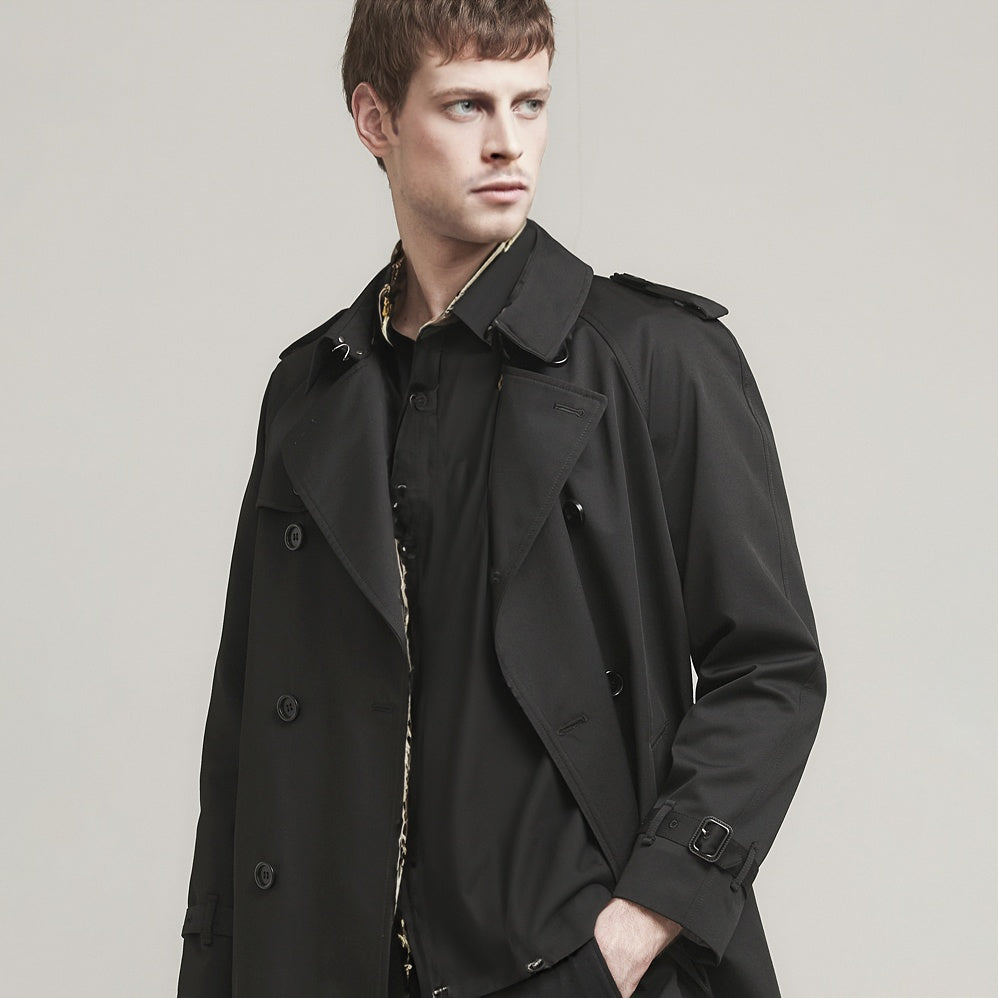 Men's Casual Double Breasted Short London Trench Coat