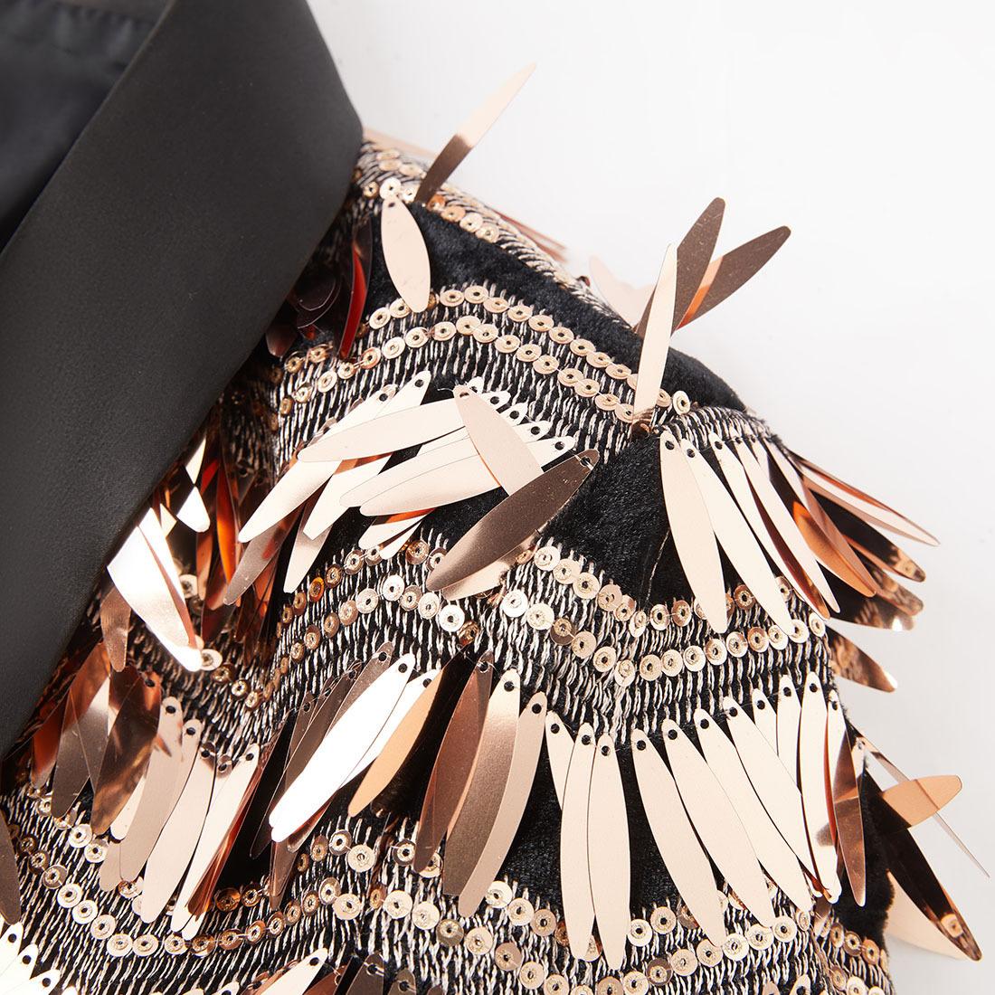 Men's Fashion 2 Pieces Suit Tassels Sequin Tuxedo