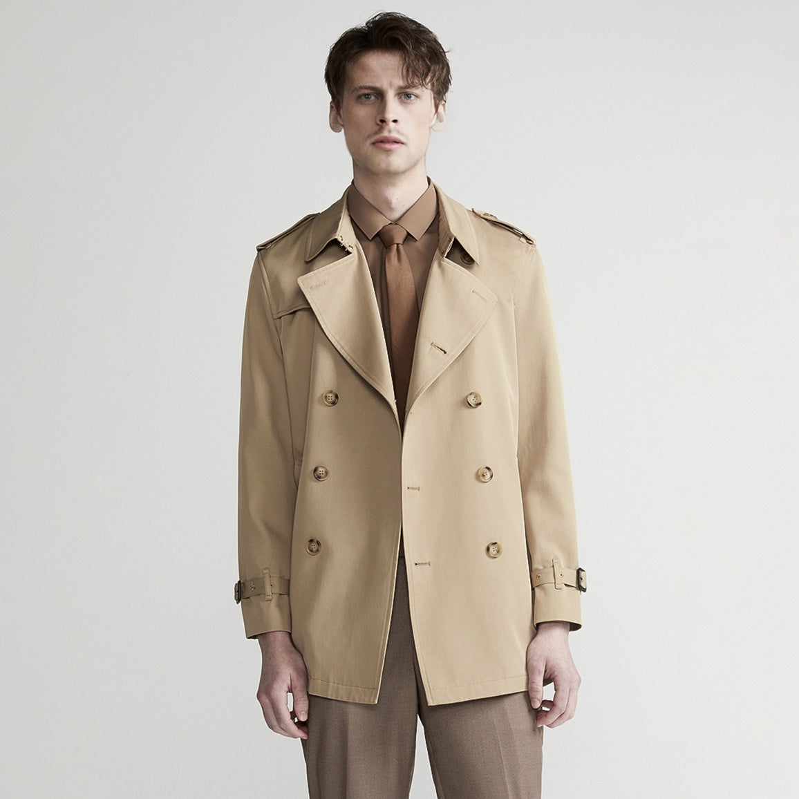 Men's Double Breasted Belted Trench Coat
