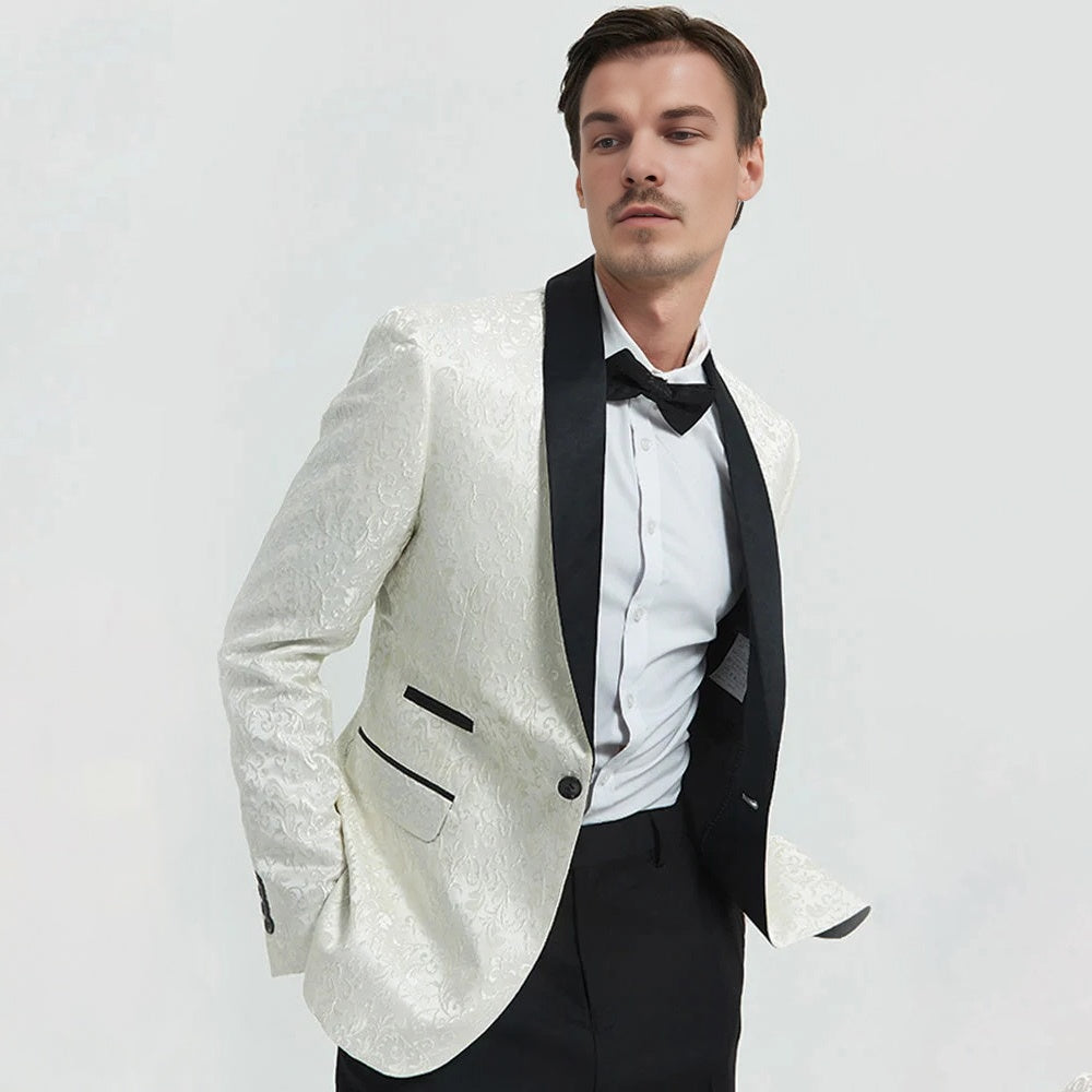 Men's 2-Piece Suits Jacquard Tuxedo 3 Color