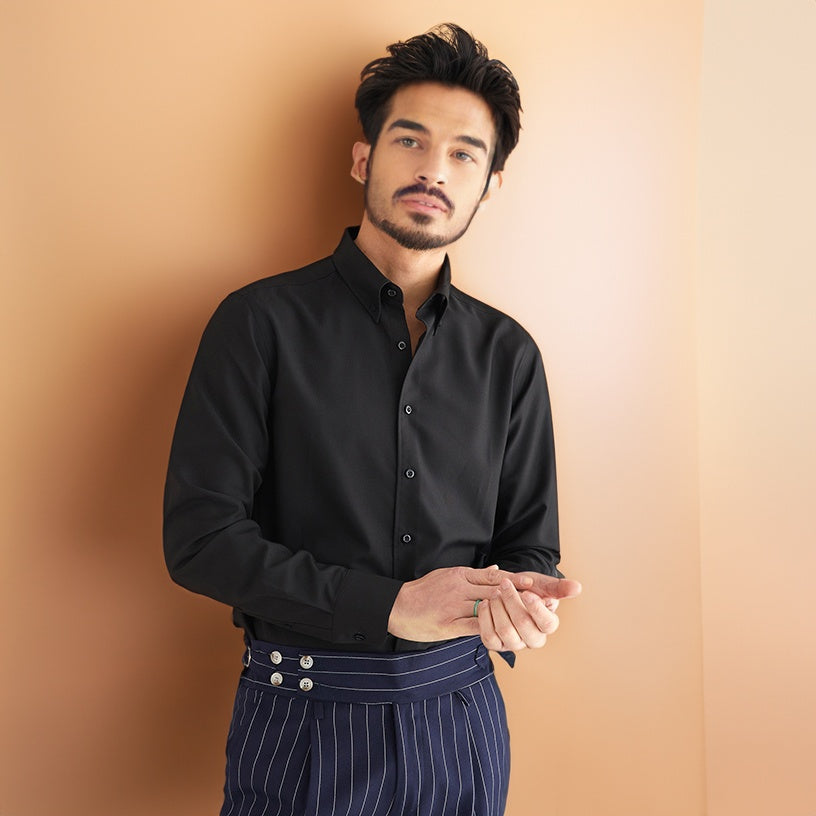 Men's Non-Ironing Easy-Care Slim Fit Long Sleeve Thin Shirt Business Dress Shirt