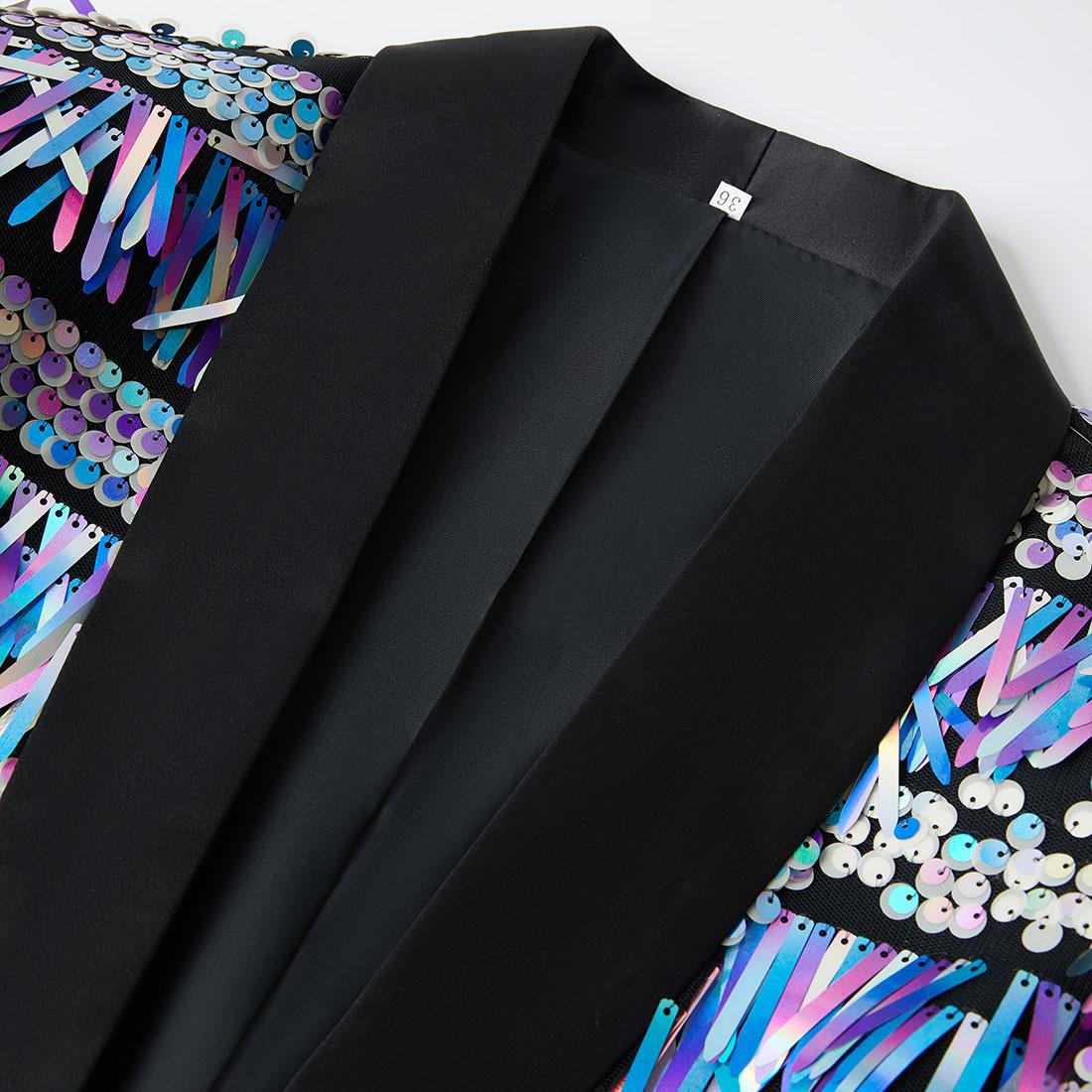 Men's Fashion 2 Pieces Suit Tassels Sequin Tuxedo