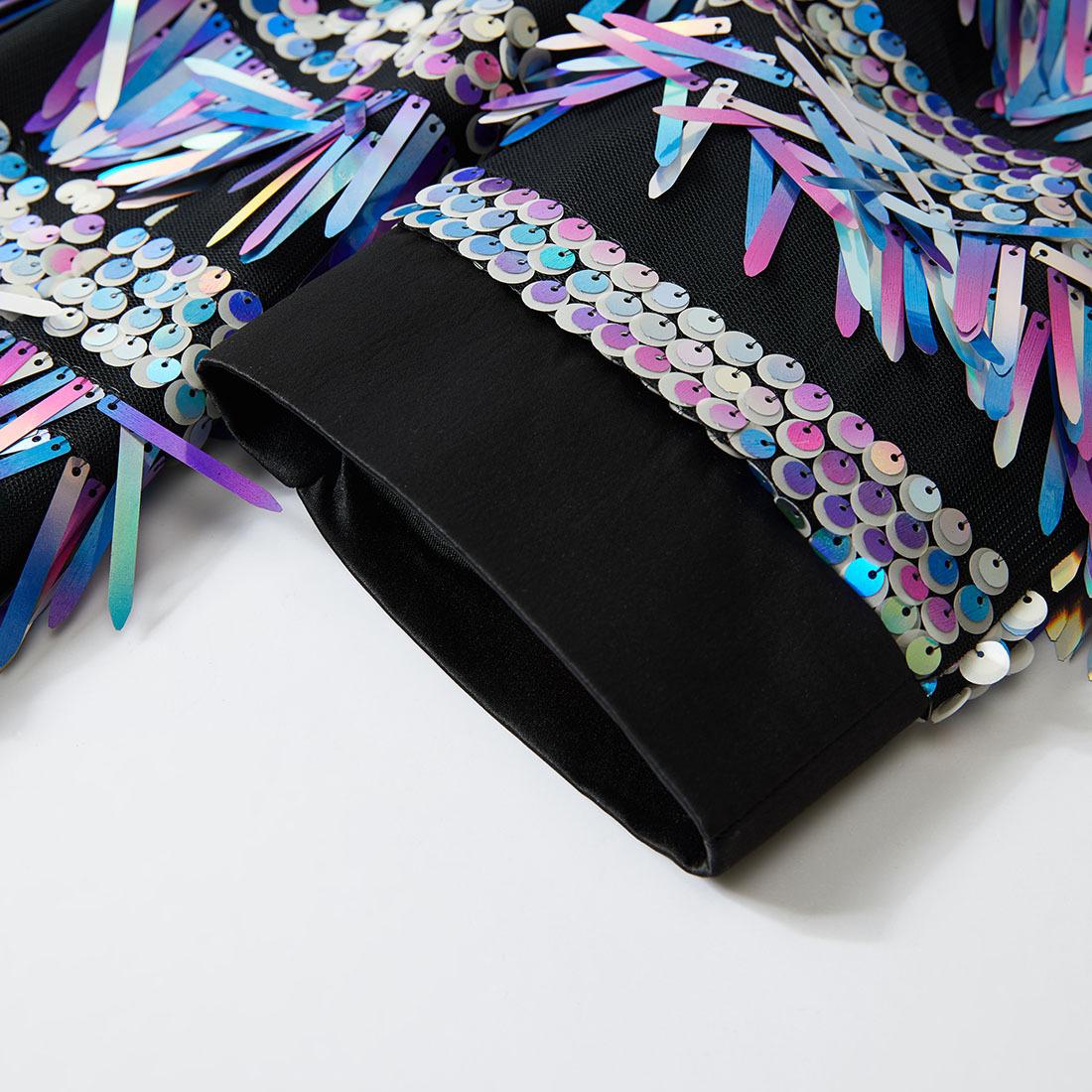 Men's Fashion 2 Pieces Suit Tassels Sequin Tuxedo