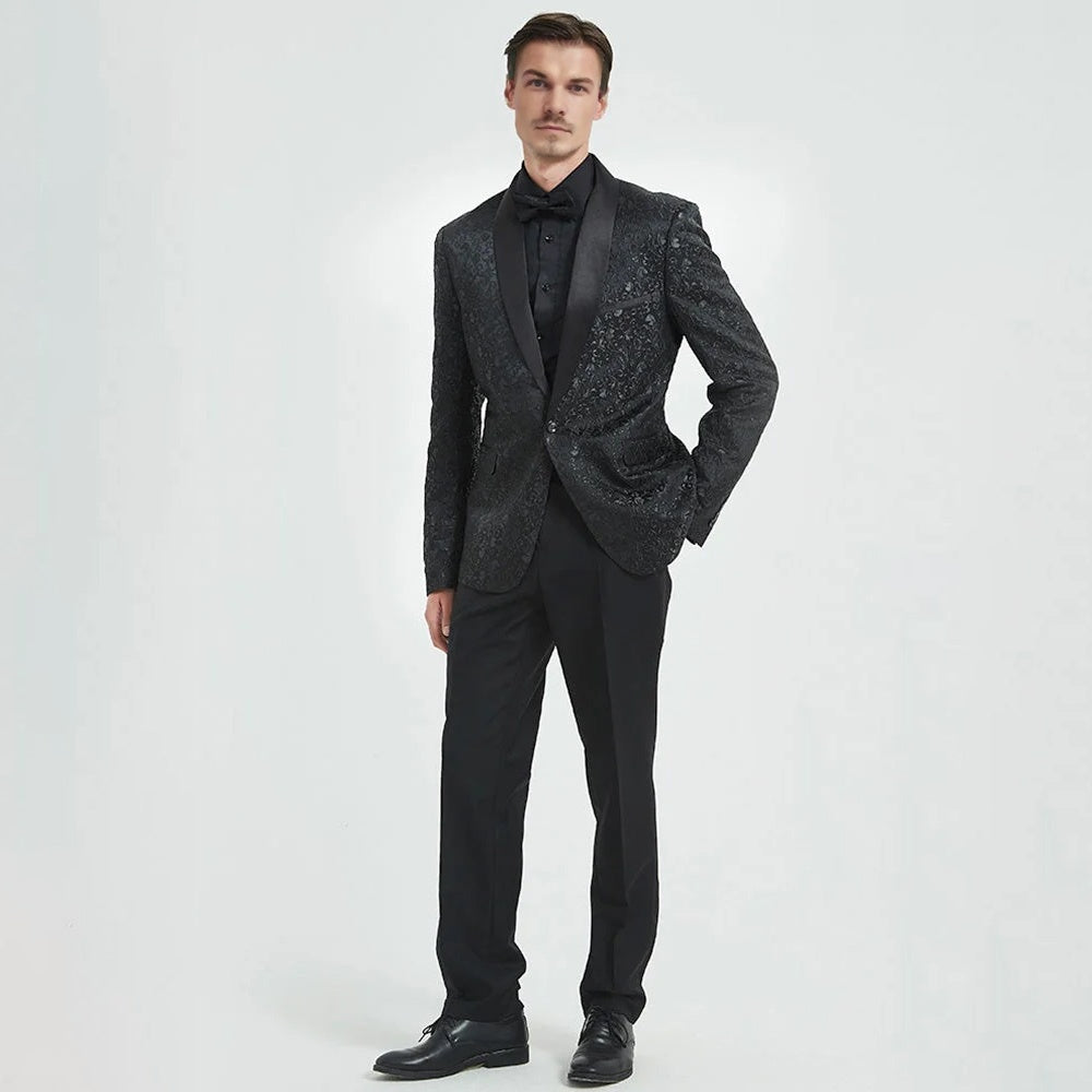 Men's 2-Piece Suits Jacquard Tuxedo 3 Color