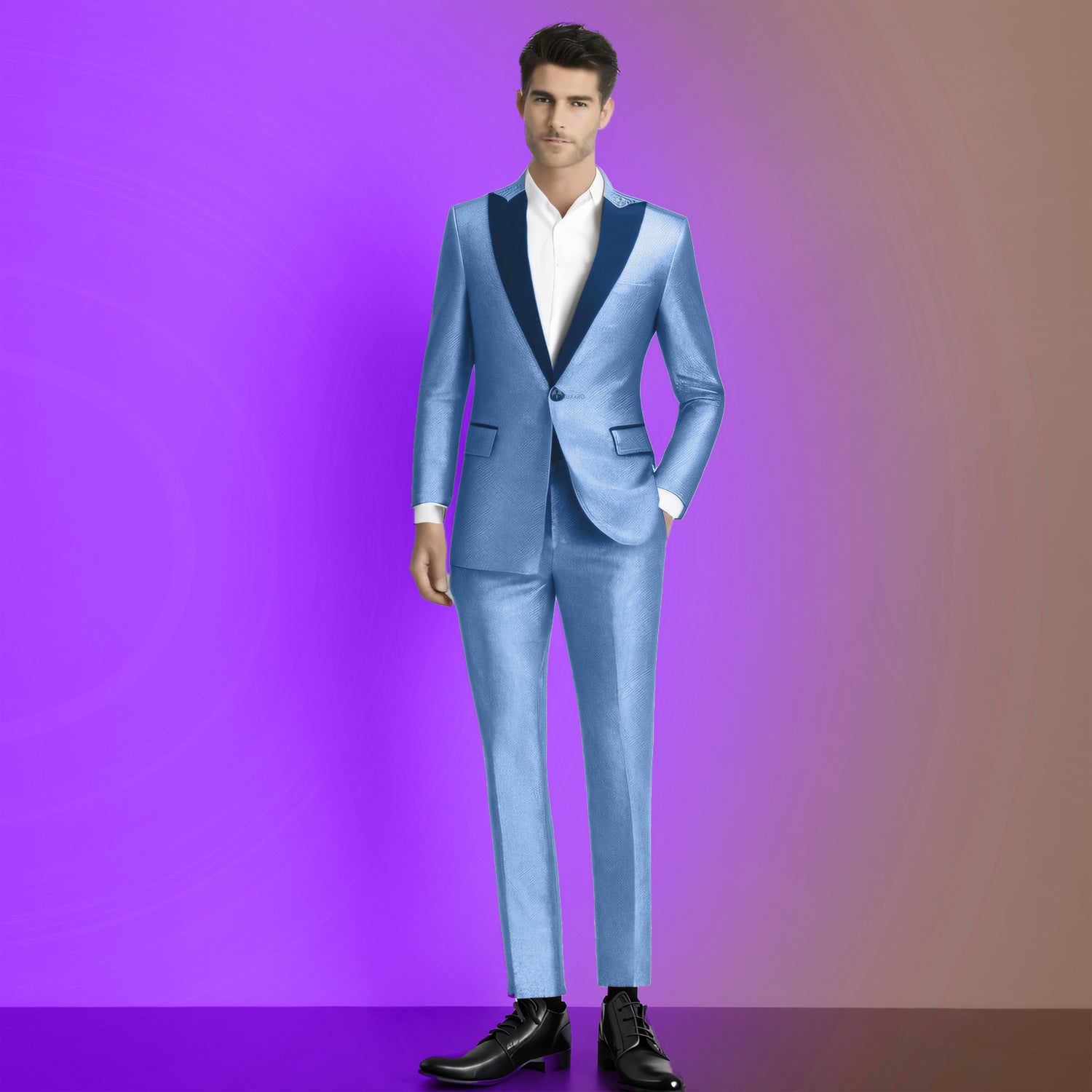 Men's 2 Pieces Suits Slim Fit Sequin Peak Lapel Tuxedos