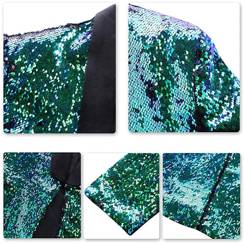 Men's 2 Pieces Suit Two-Tone Sequin Shawl Collar Tuxedo