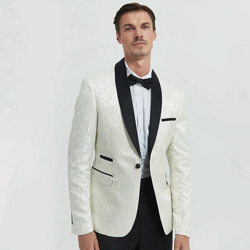 Men's 2-Piece Suits Jacquard Tuxedo 3 Color