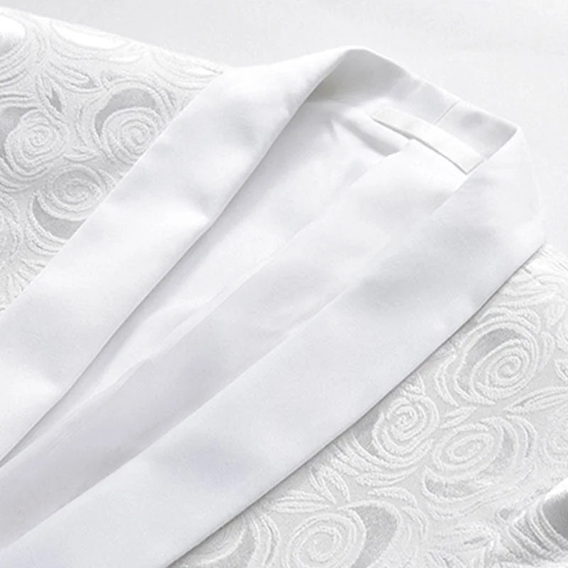 Men's 3-Piece Rose Embroidery Suits Wedding Suits for Groom Tuxedo 2 Color