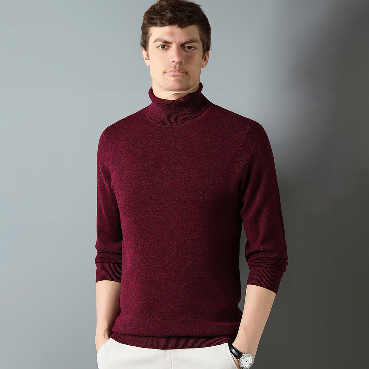 Men's Classic Wool Cashmere Soft Turtleneck Sweater