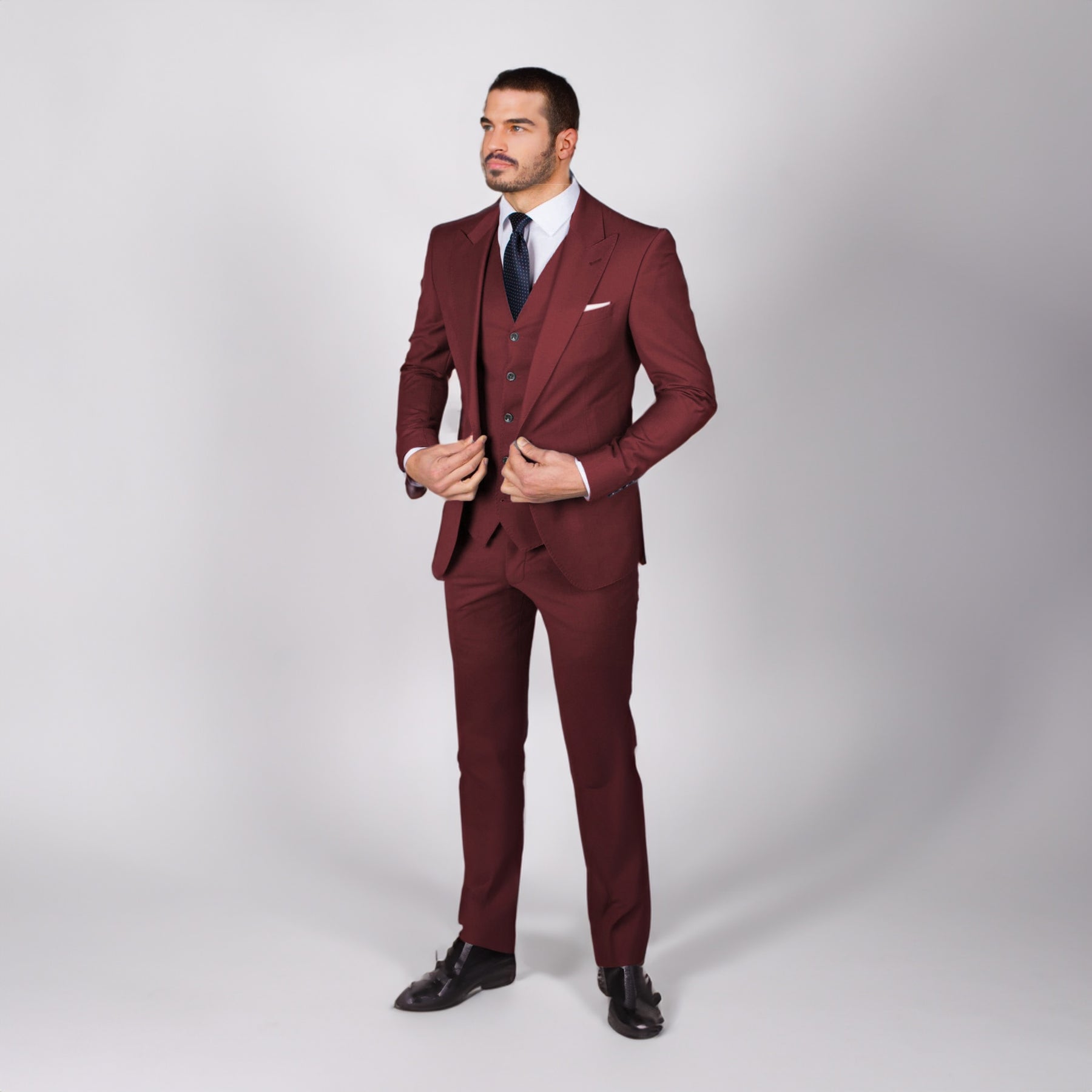 Business Men's 3 Pieces Mens Suit Peak Lapel Solid Tuxedos