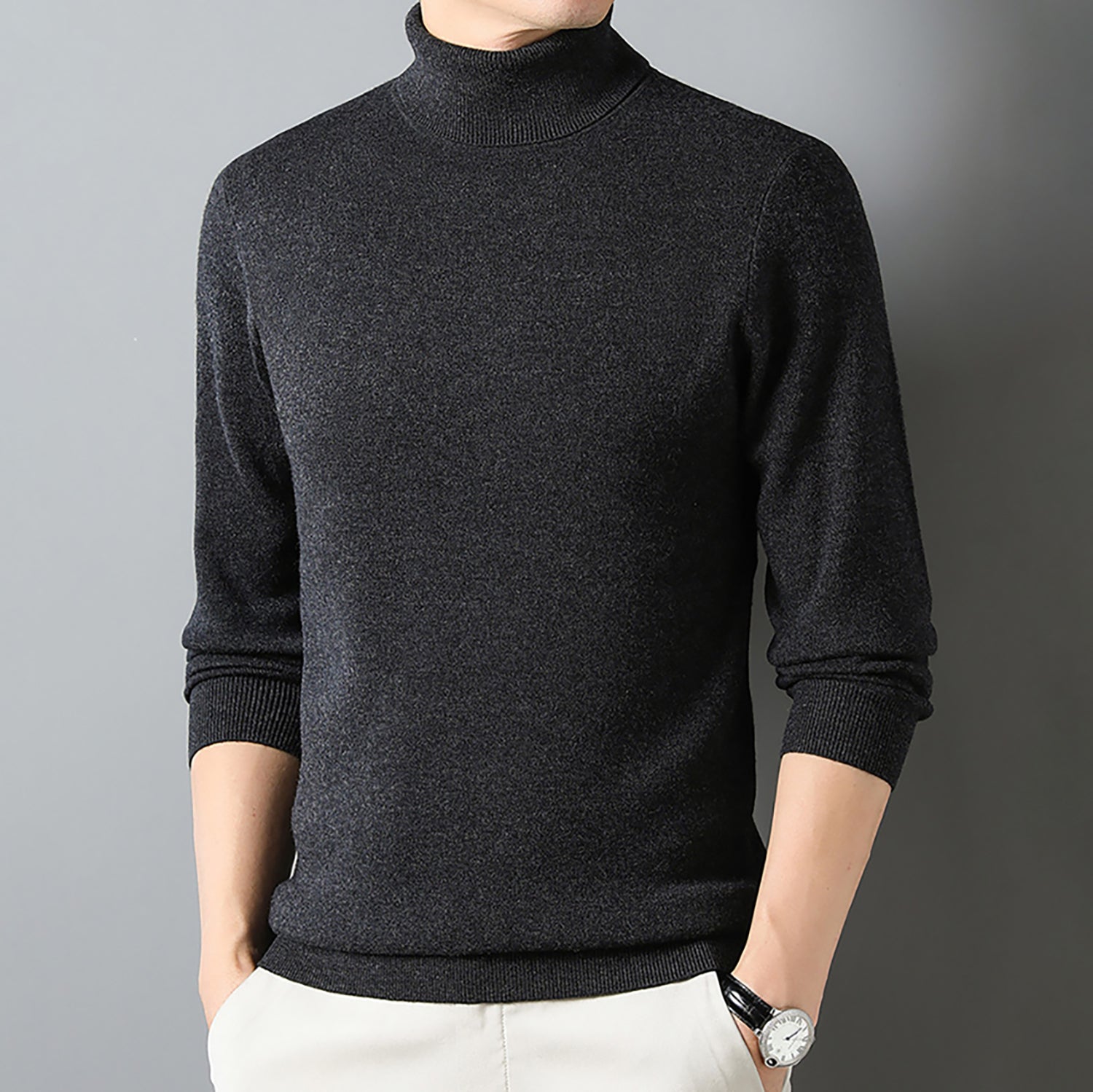 Men's Classic Wool Cashmere Soft Turtleneck Sweater