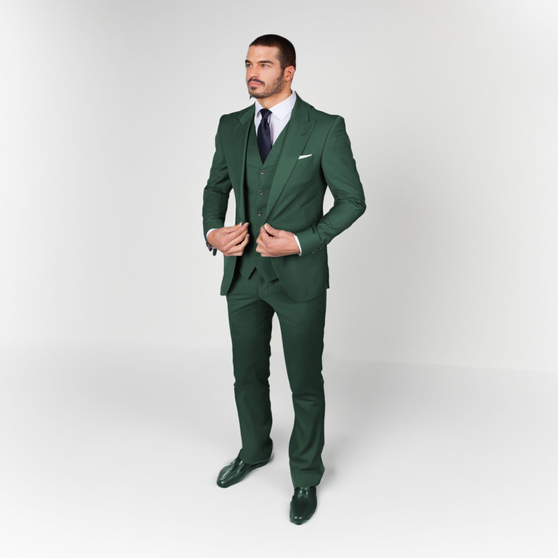 Business Men's 3 Pieces Mens Suit Peak Lapel Solid Tuxedos