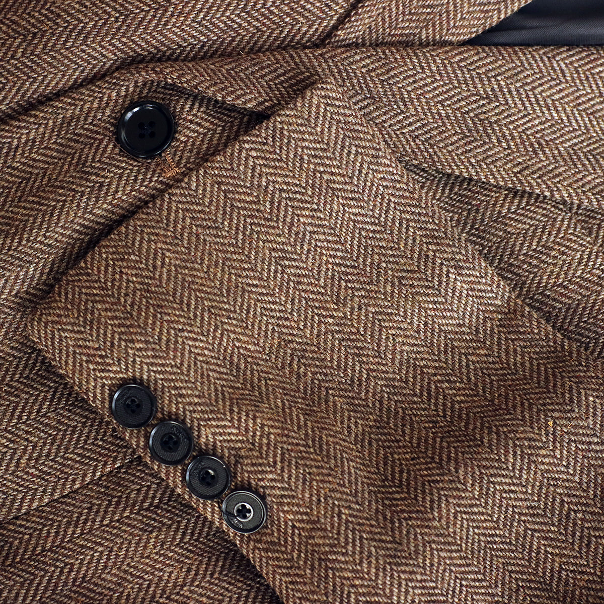 Men's Vintage Thickened 3 Pieces Herringbone Tweed Notch Lapel Suit