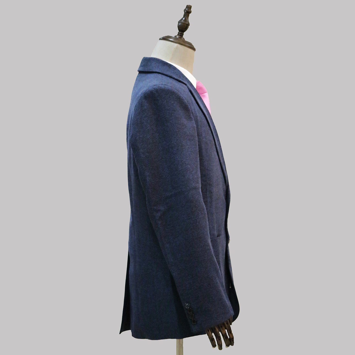 3 Piece Navy Blue Herringbone Tweed Notch Lapel Suit