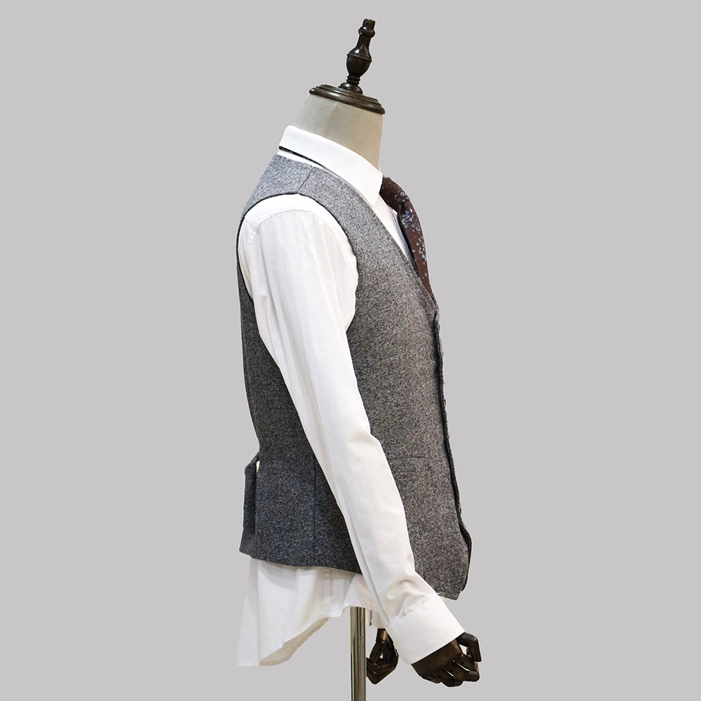 3 Pieces Retro Herringbone Tweed Suit