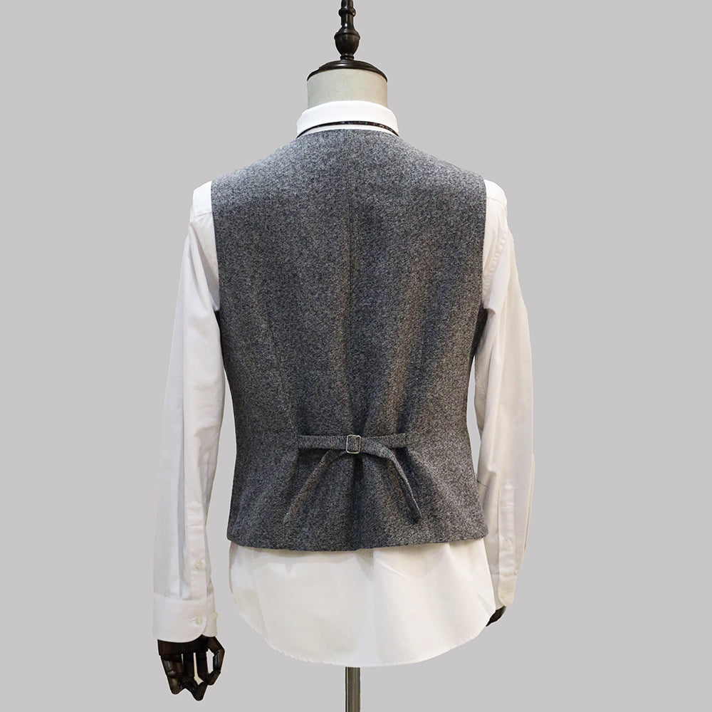 3 Pieces Retro Herringbone Tweed Suit