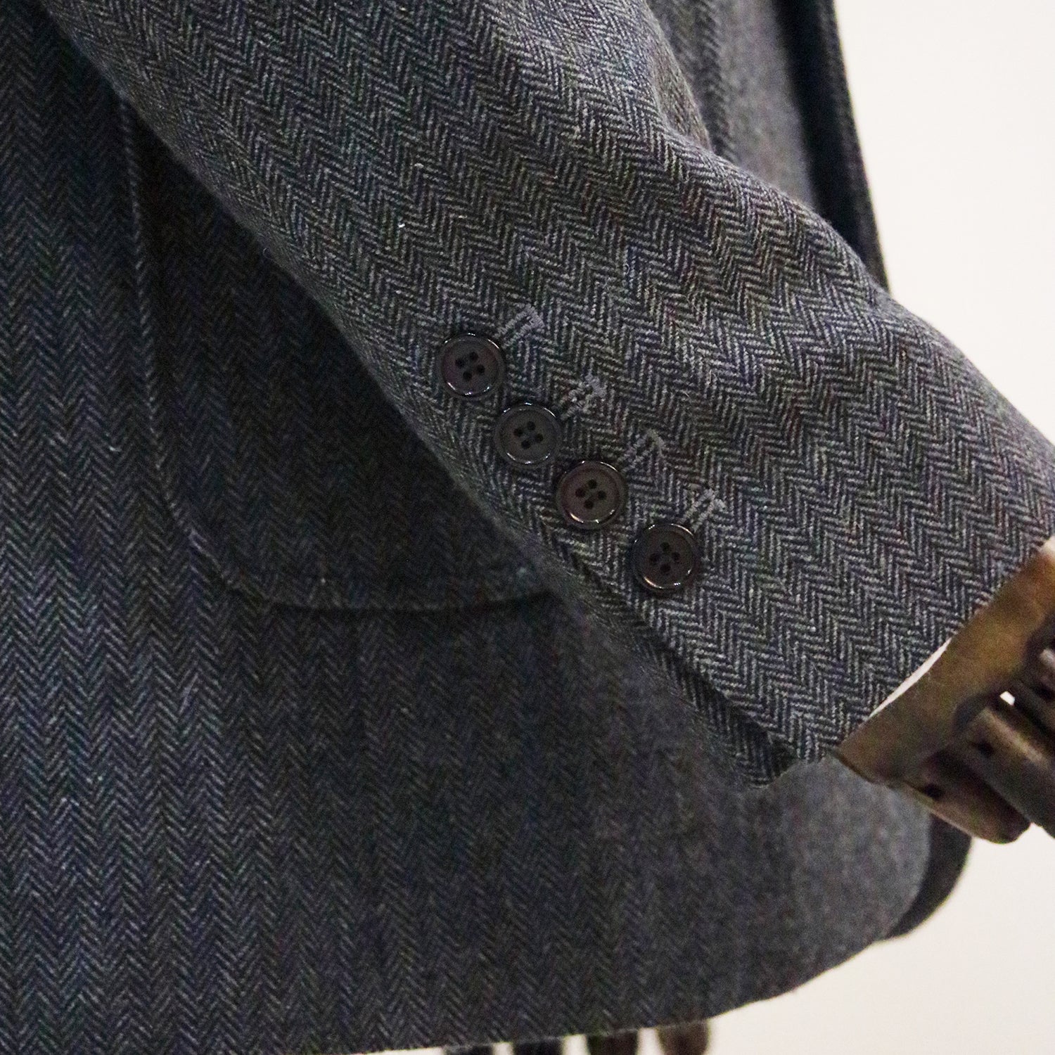 3 Piece Grey Retro Herringbone Tweed Notch Lapel Suit
