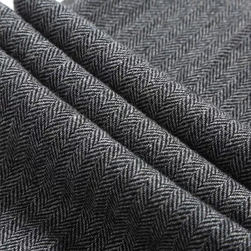 Men's Classic Vintage 3 Piece Herringbone Tweed Notch Lapel Tuxedo