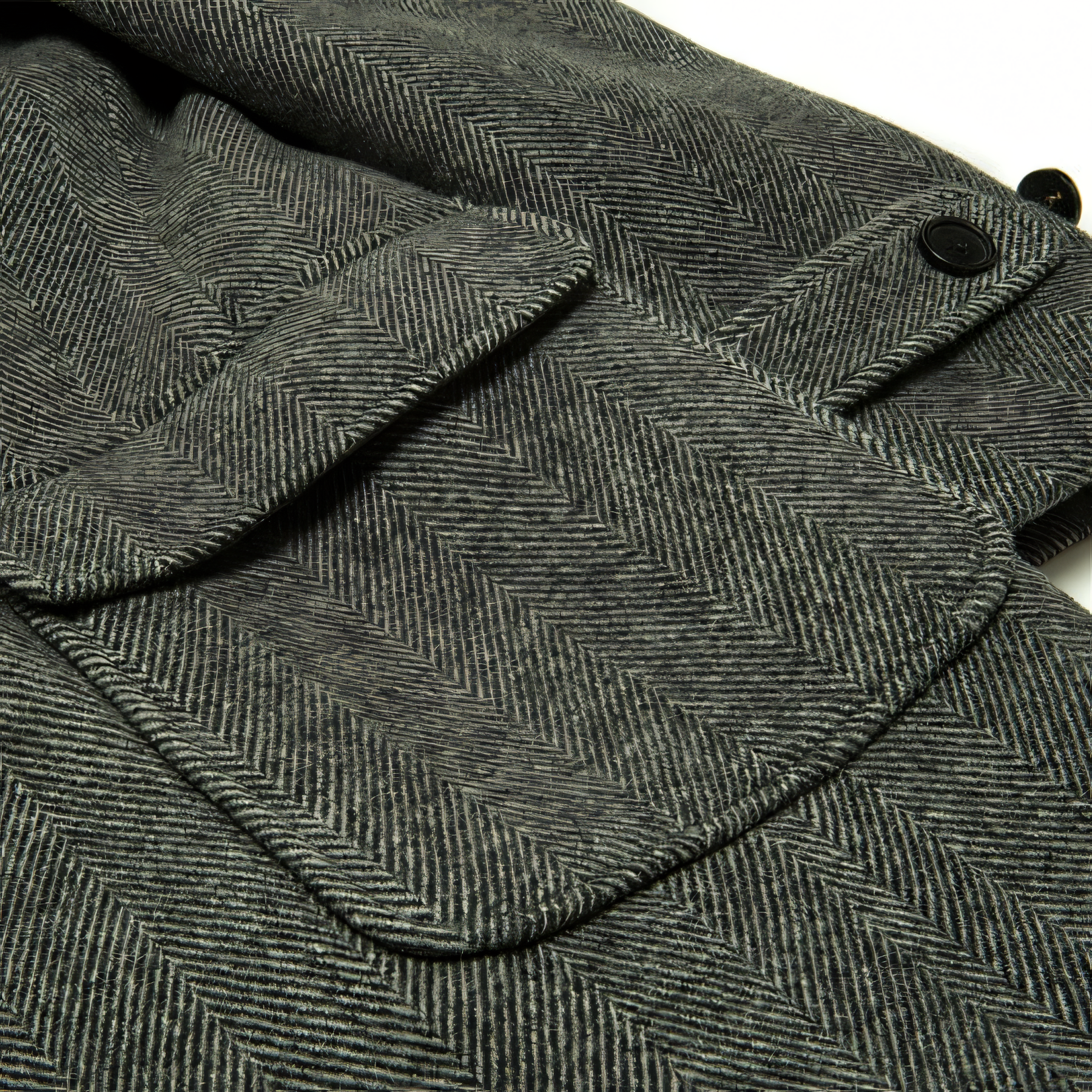 Men's Army Green Tweed Herringbone Overcoat