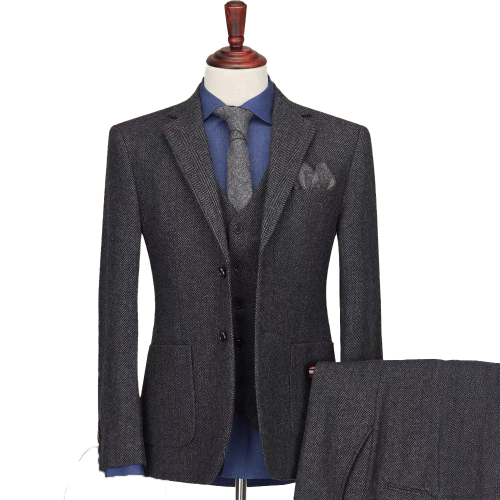 Men's Vintage 3 Piece Classic Tweed Notch Lapel Suit